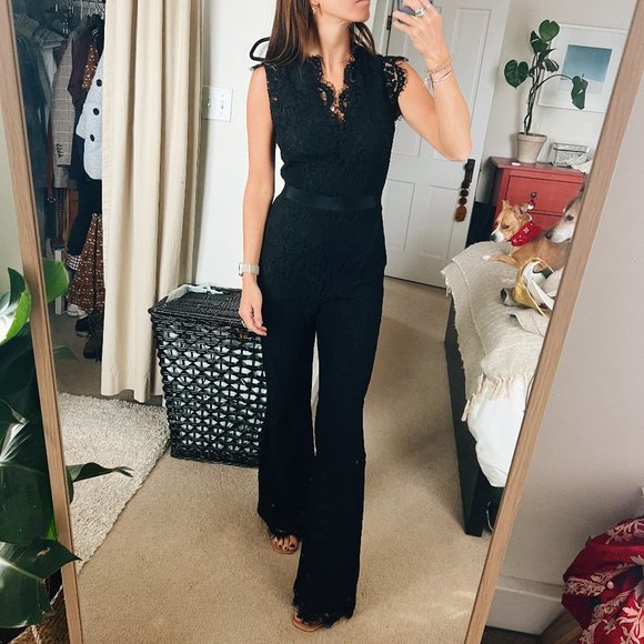 Rachel Zoe Pants - Rachel Zoe Reesa Scalloped Lace Jumpsuit, Black, 2